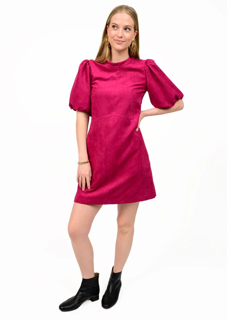 Uncle Frank/Ivy Jane Pouf Sleeve Suede Dress