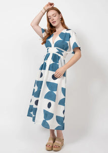 Uncle Frank Graphic Blue & White Dress