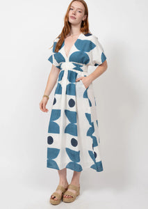 Uncle Frank Graphic Blue & White Dress
